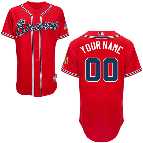 Customized Atlanta Braves MLB Jersey-Men's Authentic 2014 Red Baseball Jersey